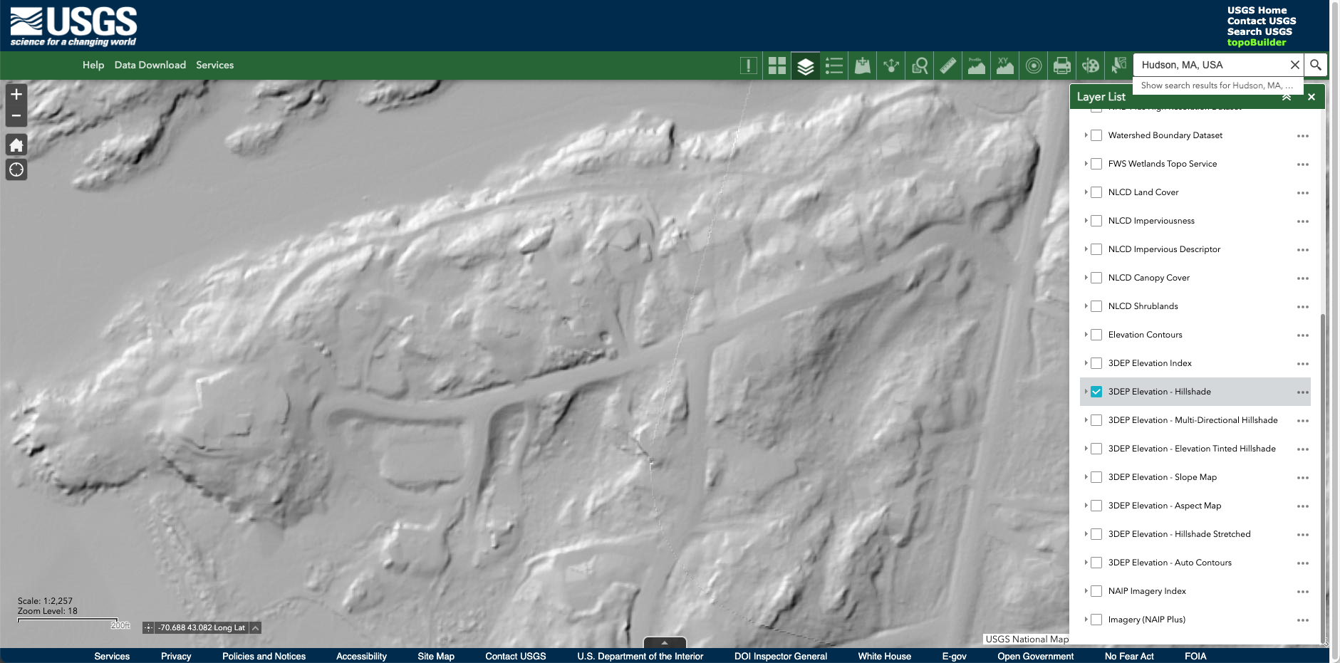 Hillshade USGS Stone Foundations